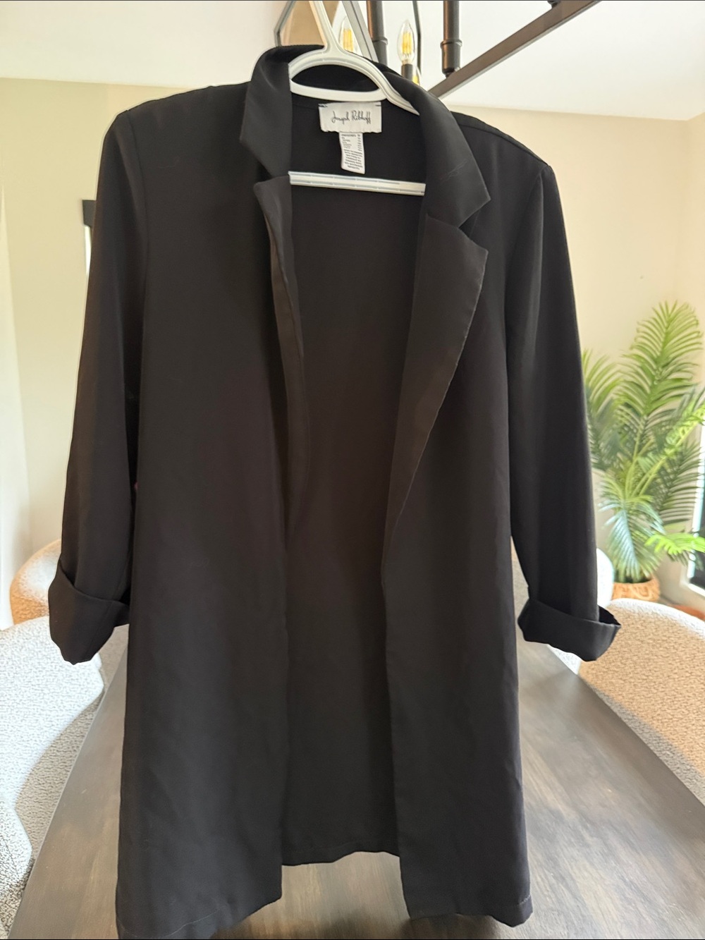 Joseph Ribkoff Black Open-Front Women's Blazer Coat light weight